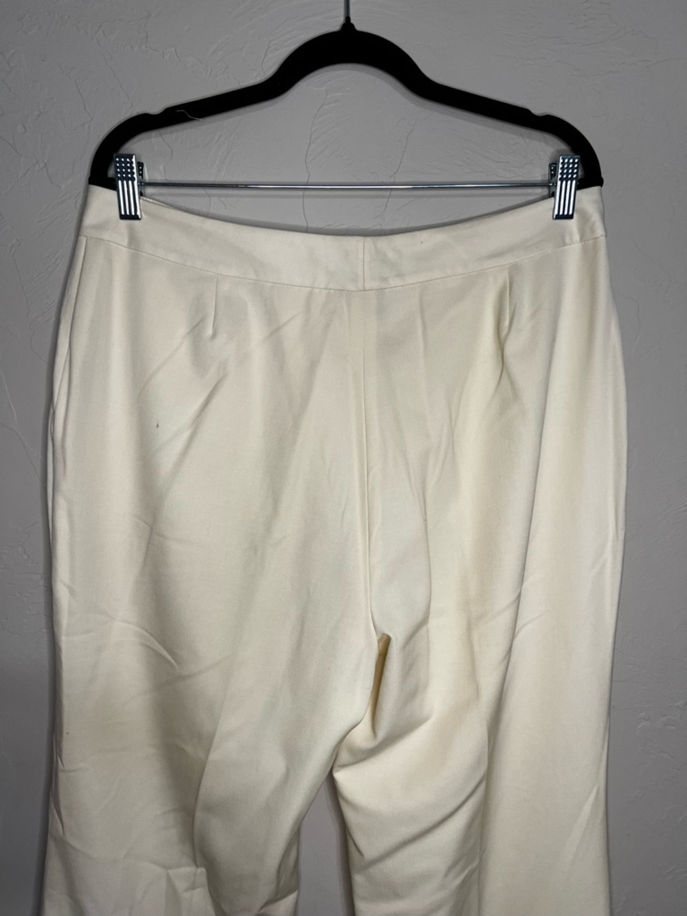 Lauren Ralph Lauren Cream Wide Leg High Rise Cuffed Wool Trouser Pants - Picture 8 of 10